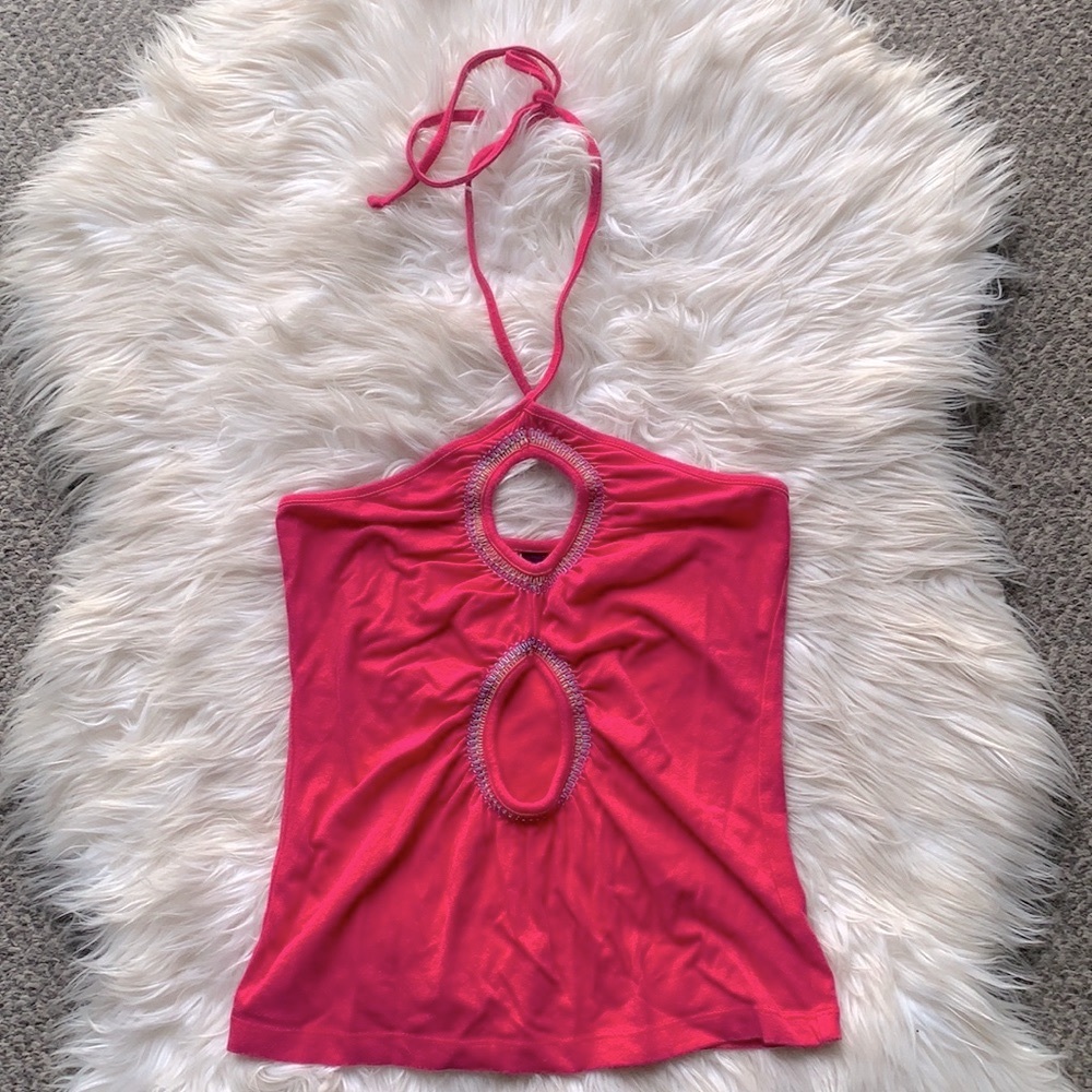 Victoria’s Secret VS Pink Rainbow Keyhole Cut Out Tube Cropped Tank Top Tee